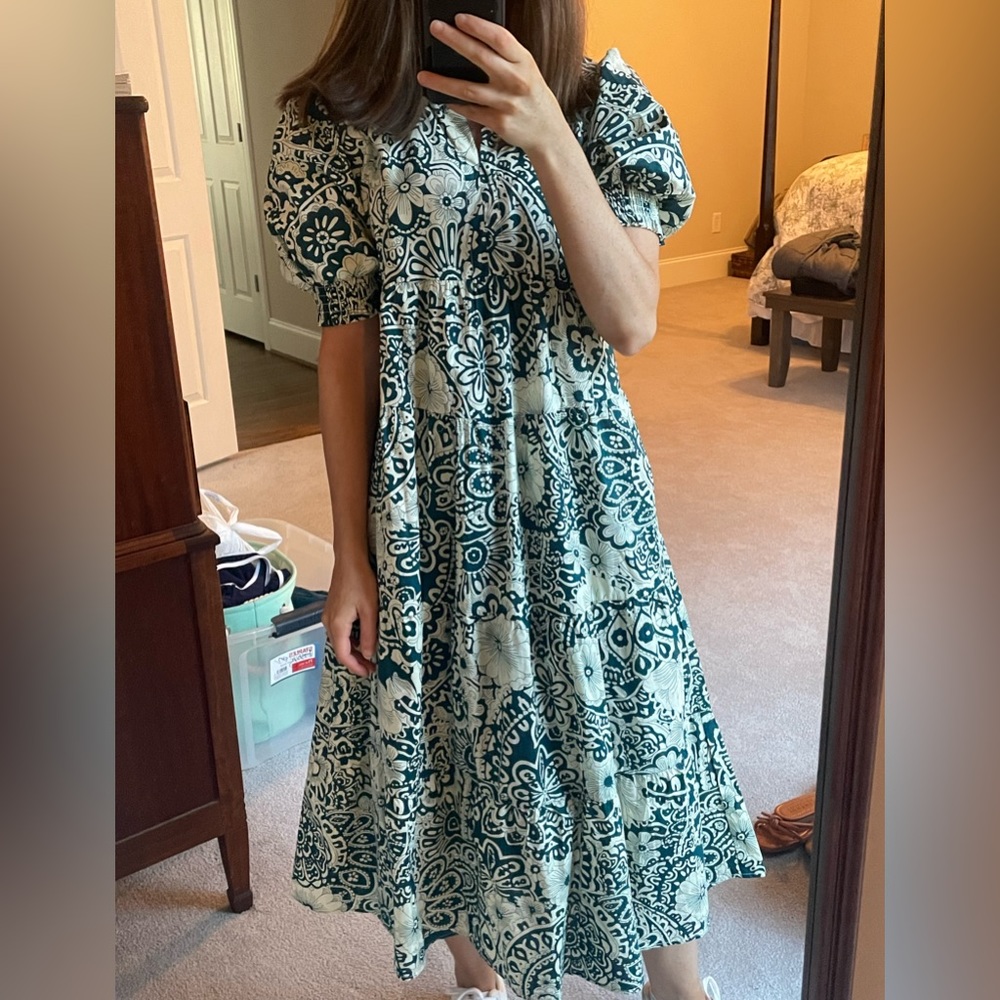 Teal Printed Maxi Dress